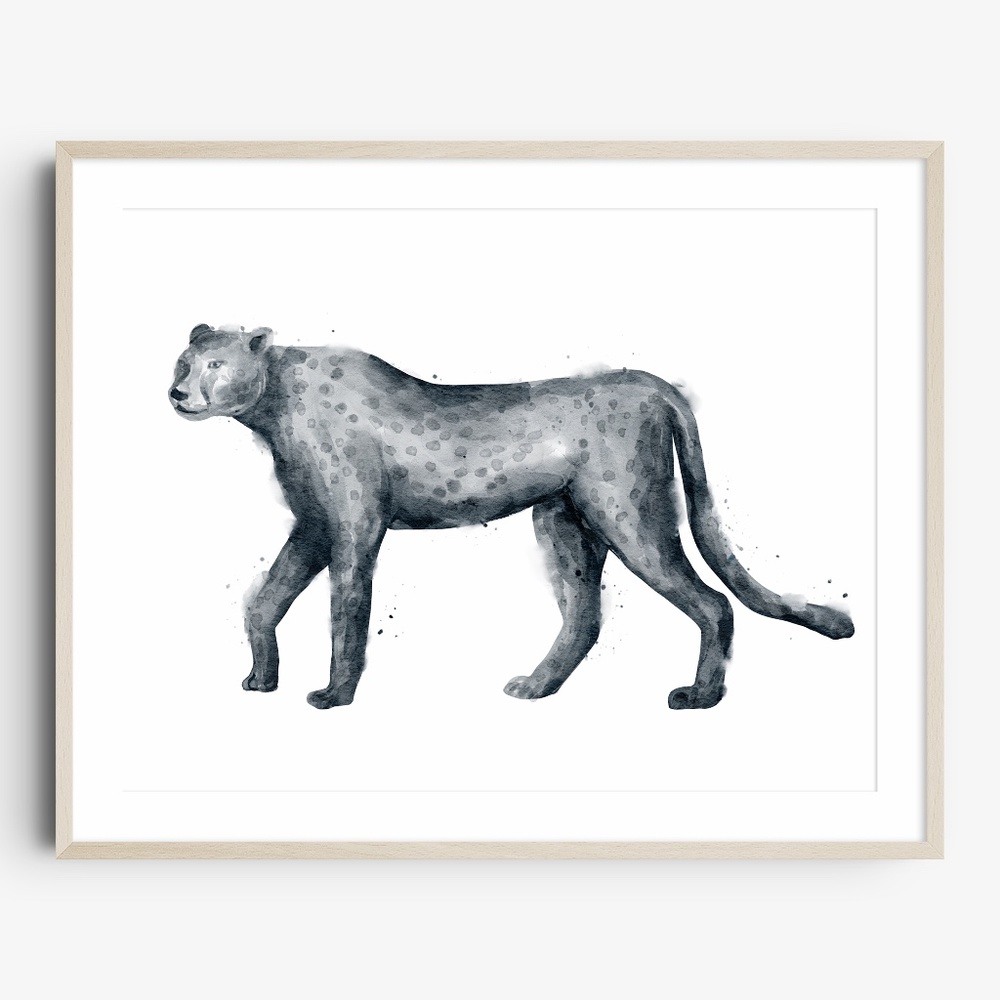 Watercolor Abstract Leopard Portrait Wall Art Print Poster Unframed